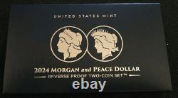 2024 Morgan & Peace Dollar Reverse Proof Set. 999 Silver with Box & COA