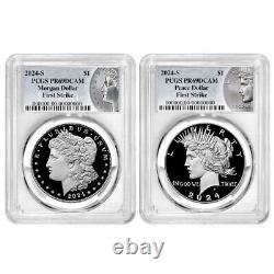 2024-S $1 Proof Morgan and Peace Silver Dollar 2pc Set PCGS PR69DCAM FS Morga