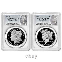 2024-S $1 Proof Morgan and Peace Silver Dollar 2pc Set PCGS PR70DCAM Morgan &