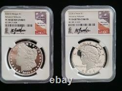2024-S Morgan/Peace Dollar Silver Proof Set NGC PR70 AR Gaudioso Hand-Signed