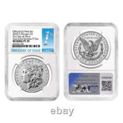 2024-S Reverse Proof $1 Morgan and Peace Silver Dollar 2pc Set NGC PF70 FDI F