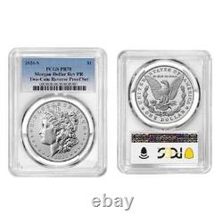 2024-S Reverse Proof $1 Morgan and Peace Silver Dollar 2pc Set PCGS PR70 Blue