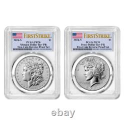 2024-S Reverse Proof $1 Morgan and Peace Silver Dollar 2pc Set PCGS PR70 FS F