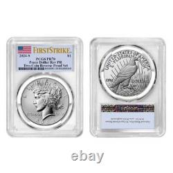 2024-S Reverse Proof $1 Morgan and Peace Silver Dollar 2pc Set PCGS PR70 FS F