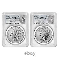 2024-S Reverse Proof $1 Morgan and Peace Silver Dollar 2pc Set PCGS PR70 FS M