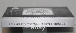 2024 S US Mint ANNUAL 10 Coin SILVER Proof Set with Box, COA + Eagle Staff $1