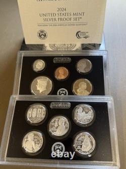 2024 S United States Mint Silver Proof Set 10 Coins OGP COA 99.9%