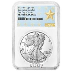 2025-W Proof $1 American Silver Eagle Congratulations Set NGC PF70UC FDI West