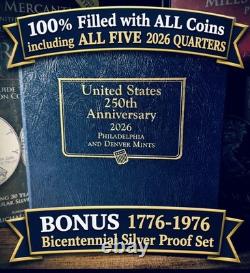 2026 250th SEMIQ Whitman Coin Album 100% FILLED + BONUS 1976 SILVER PROOF SET