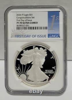 2026 P Silver Eagle Proof S$1 Congratulations Set NGC PF70 FDOI First Day SIGNED
