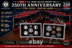 2026-S U. S. Mint Silver Proof Set 250th Anniversary 1776-2026 COA OGP IN HAND