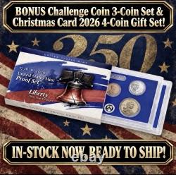 2026 Us Mint 10-coin Proof Set + Bonus Challenge Coin & Christmas Card Gift Set