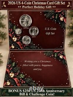 2026 Us Mint 10-coin Proof Set + Bonus Challenge Coin & Christmas Card Gift Set