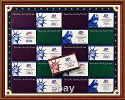 21 U. S. Mint Proof Sets (1990-2005) + 2001 Silver Proof Set. OGP