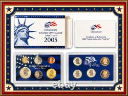 21 U. S. Mint Proof Sets (1990-2005) + 2001 Silver Proof Set. OGP