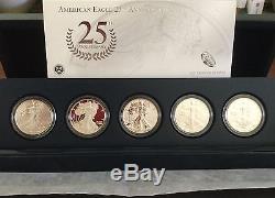 25th Anniversary Silver American Eagle Proof Set in OGP with COA