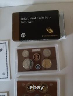 2- 2012-S U. S. Mint Proof Set (14 Coins) withOGP & COA