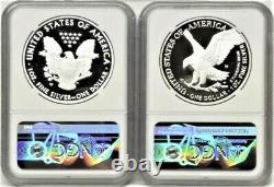 2 COIN SET 2021 W PROOF SILVER EAGLE, TYPE 1 & 2, NGC PF70UC FR, Eagle/Mtn