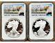 2 Coin Set 2021 W Proof Silver Eagle, Type 1 & 2, Ngc Pf70uc First Releases