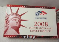 2 Two 2008 Us Mint 90% Silver Proof Set Each Has 14 Coins Ogp Box & Coa