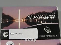 2 Yr Run Silver US Mint Proof Sets 2013-s, 14-s. With Stickers. Boxes & COAs. #13