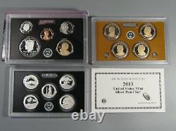 2 Yr Run Silver US Mint Proof Sets 2013-s, 14-s. With Stickers. Boxes & COAs. #13