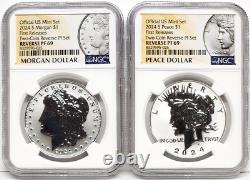 2 coin 2024 morgan peace reverse proof silver dollar set ngc rp69 fr mp