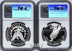 2 coin set 2023 s proof morgan peace silver dollars ngc pf70 uc fr sf in hand