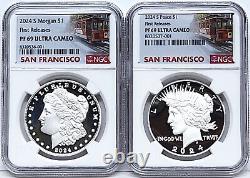 2 coin set 2024 morgan peace proof silver dollars ngc pf 69 uc first releases sf