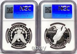 2 coin set 2025 proof morgan peace silver dollars ngc pf70 uc fdoi 1st