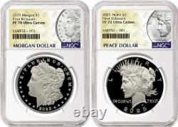 2 coin set 2025 proof morgan peace silver dollars ngc pf70 uc fr mp