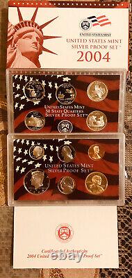 2 sets 2004 mint silver proof set & 2013 US Mint Annual Uncirculated $ Coin Set
