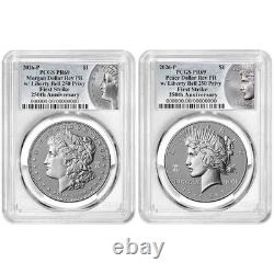 2pc Set 2026-P $1 Reverse Proof Morgan and Peace Silver Dollar Set PCGS