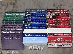 35 ASST. PROOF SETS -SILVER & CLAD FROM 1987 TO 2009-PRISTINE With FREE SHIP