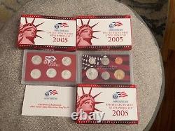 3 sets of 2005-S US MINT SILVER PROOF 11 COIN SET -all 3 sets