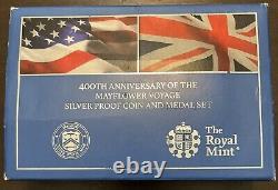 400th Anniversary of the Mayflower Voyage Silver Proof Coin & Medal Set Box COA