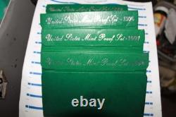 4 pack UNITED STATED MINT SILVER PROOF SETS 1995 (2) 1996 (1) 1997 (1)
