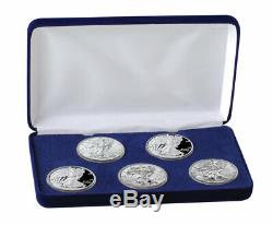 5 Piece Set 2019 $1 1 oz American Silver Eagle BU + Proof Coins in Box SKU59298