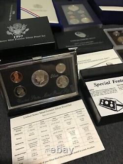 (5) SILVER PROOF Sets 1993 US Mint Prestige, 1994-97 Premier. LOWEST PRICE