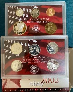 (5) US Mint Silver Proof Sets 2002 2003 2004 2005 2006 Includes COA's Silver