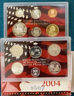 (5) US Mint Silver Proof Sets 2002 2003 2004 2005 2006 Includes COA's Silver