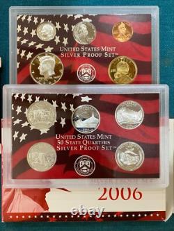 (5) US Mint Silver Proof Sets 2002 2003 2004 2005 2006 Includes COA's Silver