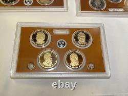 5pc UNITED STATES MINT PROOF SETS 2010 2011 2012 2013 2014 Complete With COA's