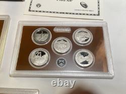5pc UNITED STATES MINT PROOF SETS 2010 2011 2012 2013 2014 Complete With COA's