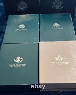6 1997 & 1998 Premier + (2) 1990, 1991, 1995 Prestige US Mint SILVER PROOF SETS