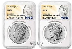 6 Coin Set 2023 Morgan & Peace Silver Dollars $1 NGC (MS PF RP 70)