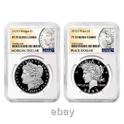 6 Coin Set 2023 Morgan & Peace Silver Dollars $1 NGC (MS PF RP 70)