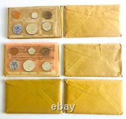 6 U. S. Treasury Mint Proof Sets 1959 1964 with original envelopes, 4 sealed