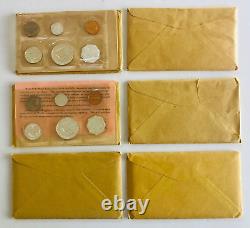 6 U. S. Treasury Mint Proof Sets 1959 1964 with original envelopes, 4 sealed