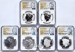 6 coin set 2024 morgan peace silver dollars ngc ms pf rp 70 first day of issue m